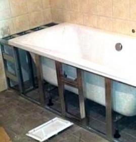 Монтаж экрана под ванну из гипсокартона Пермь