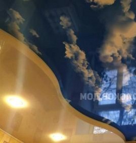 Натяжной потолок матовый двухуровневый с подсветкой Пермь