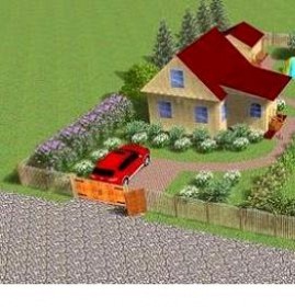 Планировка участка с домом и гаражом Пермь