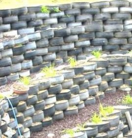 Подпорная стенка из покрышек Пермь