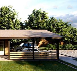 Автомобильный навес с хозблоком - модель 4