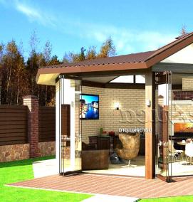 Беседка барбекю с остеклением - тип 4