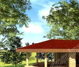 Беседка из профилированного бруса с барбекю - модель 1