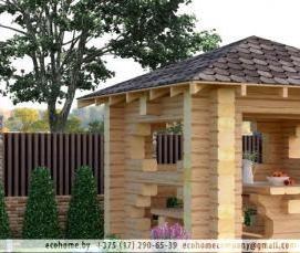 Беседка из профилированного бруса с барбекю - модель 4