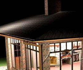 Беседка кирпичная застекленная с барбекю - модель 2