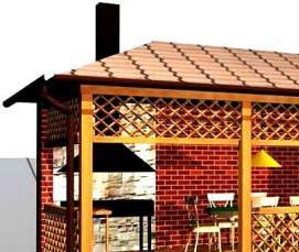 Беседка с летней кухней и барбекю - вариант 1