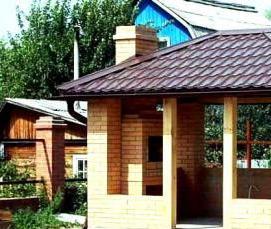 Беседка с мангалом и печкой из кирпича - вариант 4