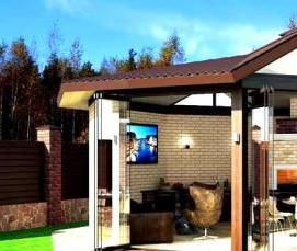 Беседка с мангалом из кирпича - тип 4