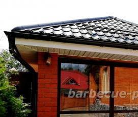 Беседка с мангалом из кирпича зимняя - вариант 1