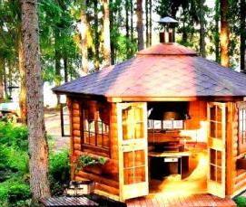 Беседки деревянные закрытые с мангалом - тип 3