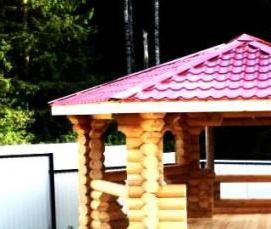 Беседки для дачи из оцилиндрованного бревна - вариант 1