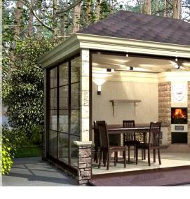 Беседки для дачи с барбекю - вариант 1