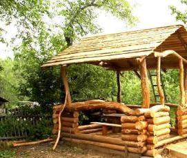 Беседки из дерева коричнево бежевые - вариант 3