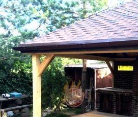 Беседки из кирпича с мангалом барбекю - тип 1