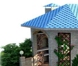 Беседки из кирпича с мангалом барбекю - тип 3