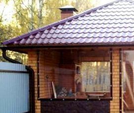 Беседки с мангалом барбекю и печкой деревянные - вариант 2