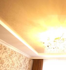 Бежевый натяжной потолок - модель 4