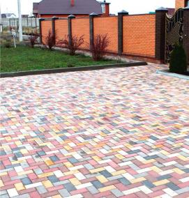 Брусчатка вибропрессованная двухслойная фактурная цветная - модель 2