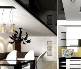 черно белый глянцевый натяжной потолок - вариант 2