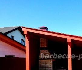 Деревянная беседка с мангалом из кирпича - тип 3