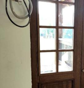 Деревянная входная дверь со стеклопакетом - тип 3