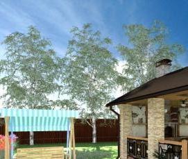 Деревянные беседки с мангалом барбекю - тип 1