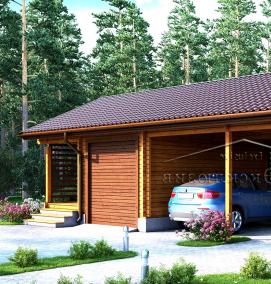 Деревянный навес для машины с хозблоком - модель 3