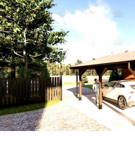 Деревянный навес для машины с хозблоком - модель 2