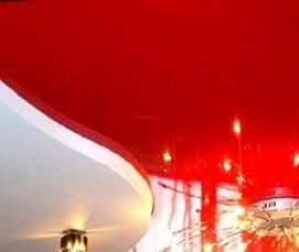 Двухуровневые натяжные потолки красные - модель 2