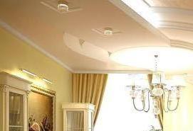 Двухуровневые потолки из гипсокартона и натяжного потолка - модель 1