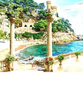 фотообои: терраса с видом на море - тип 3