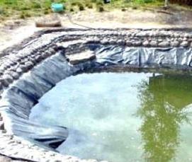 Гидроизоляция пруда жидкой резиной - модель 4