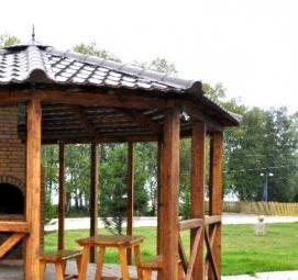 хозблок из кирпича с беседкой - тип 3