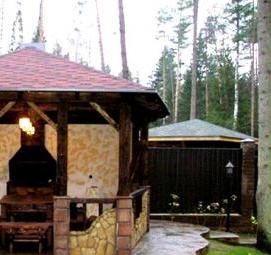 хозблок из кирпича с беседкой - тип 2