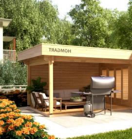 хозблок с верандой под общей крышей - модель 1