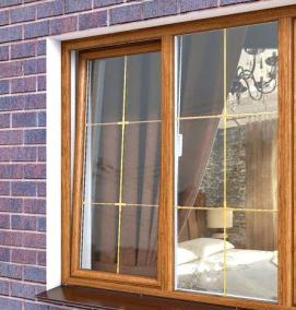 Коричневые пластиковые окна с раскладкой - тип 4