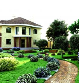 Ландшафтный дизайн деревенского участка - модель 4