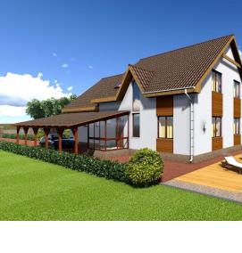 Ландшафтный дизайн дома с бассейном - тип 1