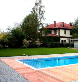 Ландшафтный дизайн дома с бассейном - тип 4