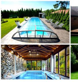 Ландшафтный дизайн дома с бассейном - тип 3