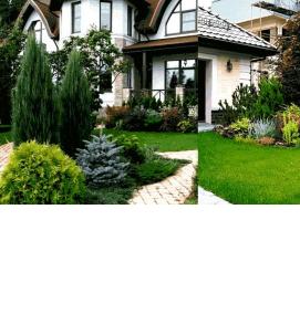 Ландшафтный дизайн дома в деревне - вариант 1