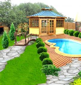 Ландшафтный дизайн дома в деревне - вариант 4