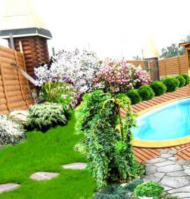 Ландшафтный дизайн дома в деревне - вариант 3