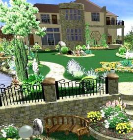 Ландшафтный дизайн двора - модель 1