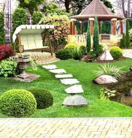 Ландшафтный дизайн квадратного участка - вариант 2