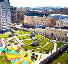 Ландшафтный дизайн многоквартирного дома - модель 2