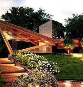 Ландшафтный дизайн возле дома - тип 1