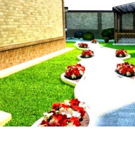 Ландшафтный дизайн заднего двора - модель 4