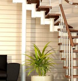 Лестница деревянная угловая - вариант 3