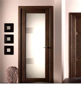 Межкомнатные двери черные со стеклом - модель 1